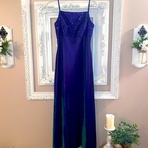 BLONDIE & ME EVENING GOWN PURPLE & GREEN IRIDESCENT